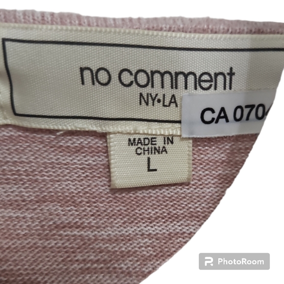 no comment Heather Pink Cropped Faux Wrap Top Sz L - Picture 2 of 5